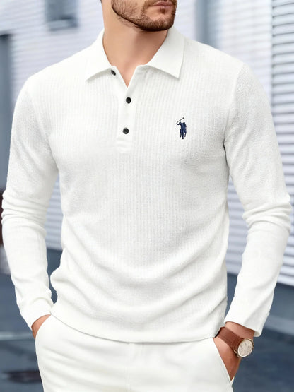 Men's polo shirt long sleeved high-end brand exquisite embroidery 2025 Spring and Autumn casual breathable fashion T-shirt top