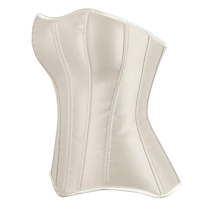 White Sexy Corsets Bustiers for Women Overbust Corset Top Corselet Satin Up Zipper Corsetto Shaper Gothic Korsett Black