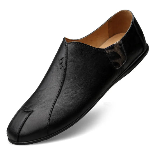 Sapatos Casuais Masculinos de Couro Genuíno Marca de Luxo Mocassins Masculinos Macios Respiráveis Mocasins Slip on Sapatos de Condução Preguiçosos Tamanhos Grandes 38-47