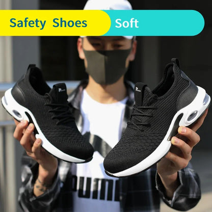 Hot Lightweight Safety Shoes for Men - Anti-Smash & Anti-Puncture Steel Toe Work Sneakers for All-Day Comfort