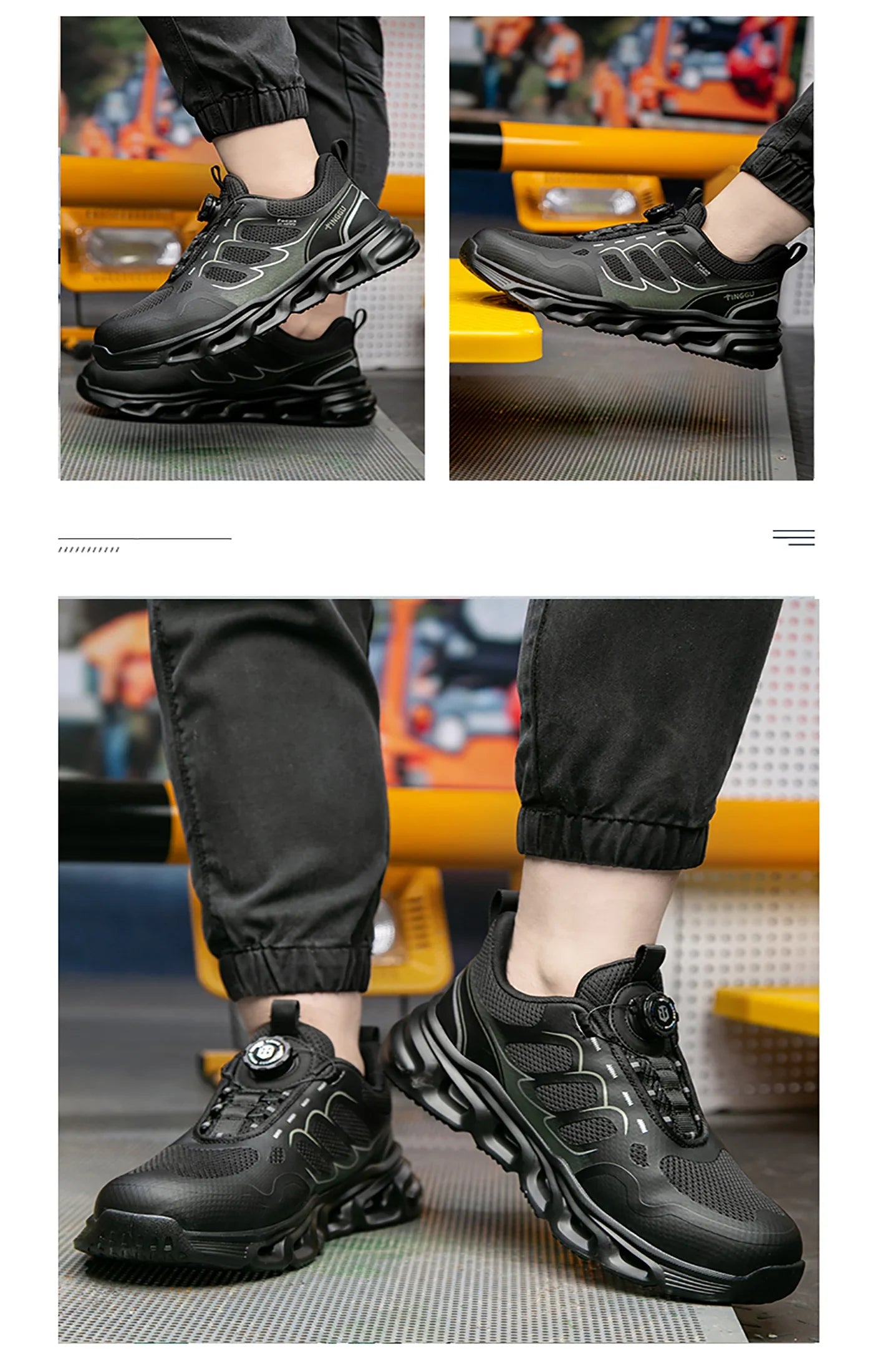 NEW Rotary Buckle Security Boots for Men WorkSneakers Women Boots Breathable Steel Toe ShoesSafety Puncture-Proof Men Boots