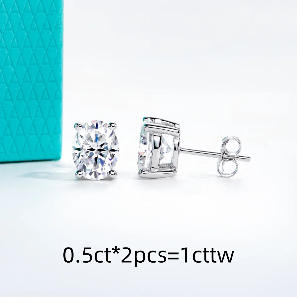 1cttw-6cttw Oval Moissanites Earrings 925 Sterling Silver D Color VVS1 Moissanite Classic Stud Earrings for Woman