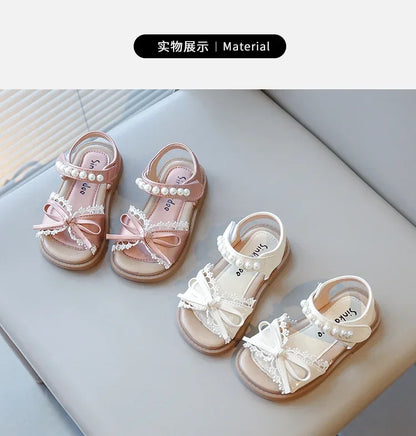 Kids Summer Beach Shoes Bow New Classmate Baby Soft Sole Fashion Girls Sandals Non-slip Princess Shoes Size 25-30