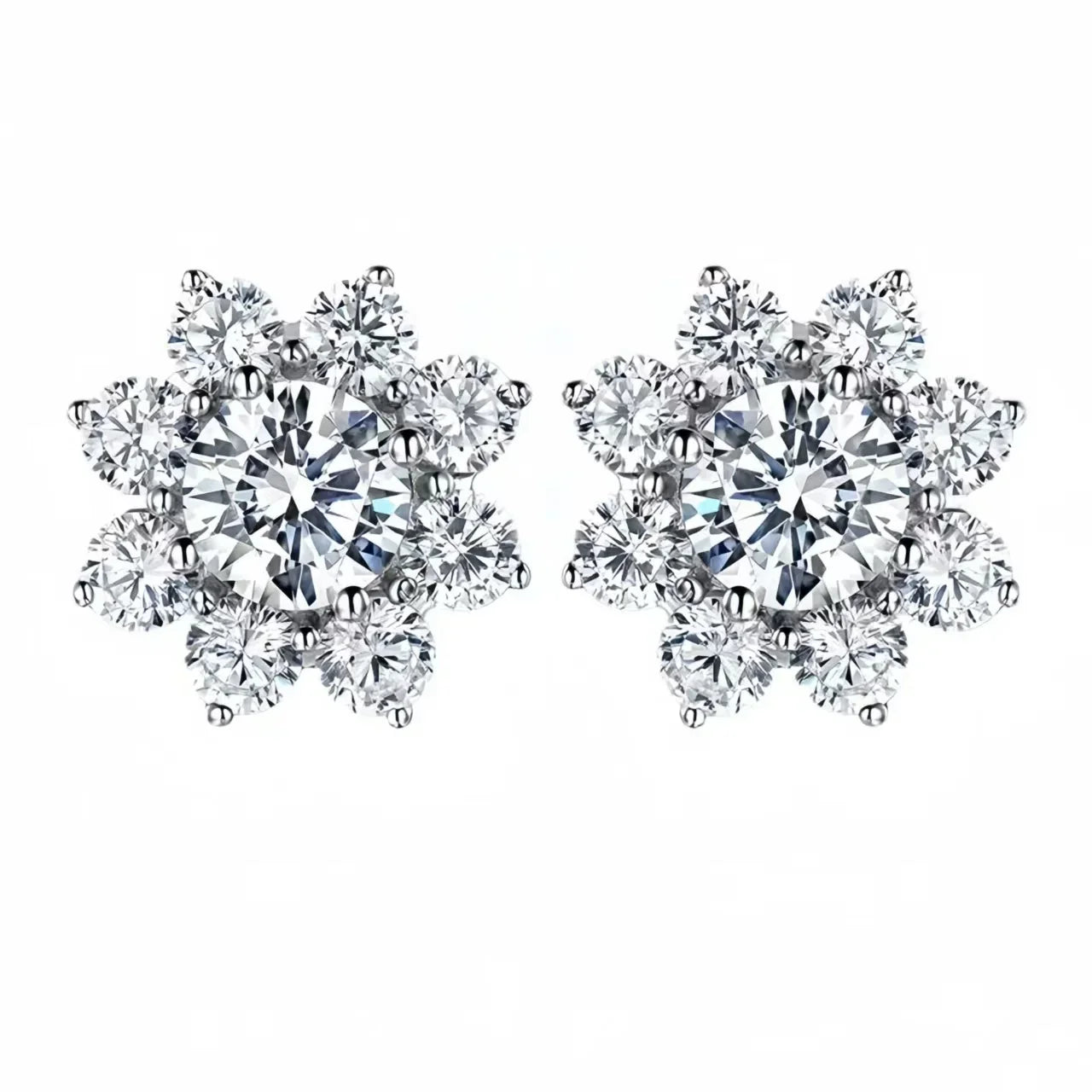 0.5Ct Moissanite Diamond Flower Stud Earrings for Women Real 925 Sterling Silver Solitaire Eternity Wedding Party Jewelry