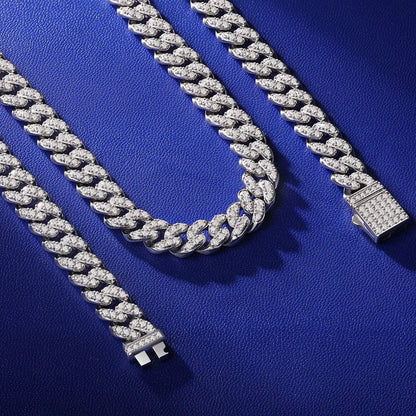 Sparkling Real Full Moissanite Cuban Chain Bracelet for Men Women 8mm S925 Sterling Silver Hip Hop Diamond Link Bracelets