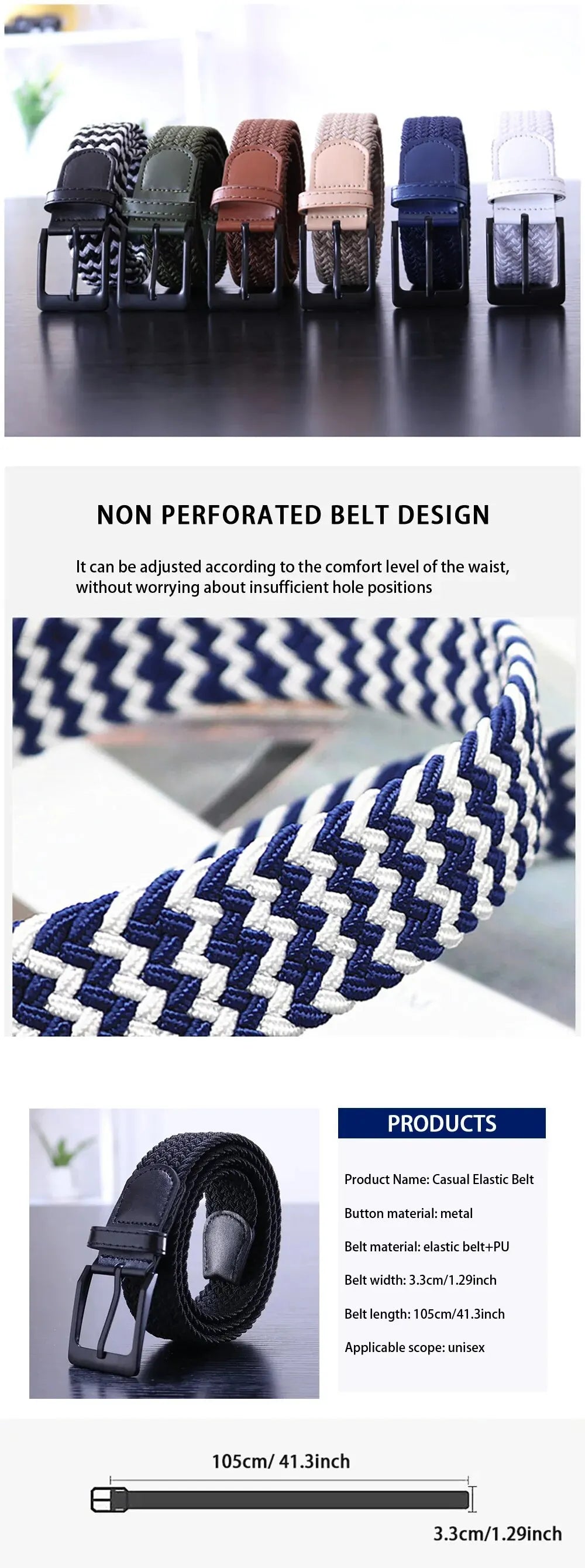 Men's Belt Fashion Casual Woven Elastic Belt Outdoor Sports Lady Tactical Belt Strap Climbing Belt With Pants Jeans Neutral Belt