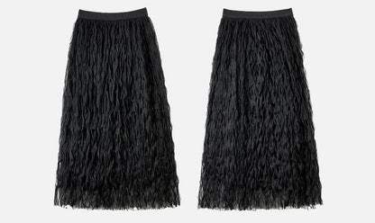 Sweet Style Mesh Skirt Women 2026 A-line Holiday Vacation High Waist Ruffles Long Skirt Woman Clothing W52Q80351