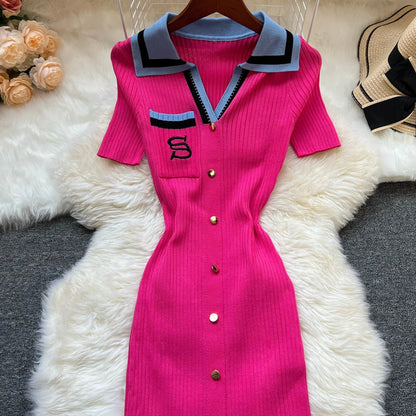 Fashion Summer Knitted Dress Women 2025 New Y2K Embroidery Long Bodycon Sweater Dress Streetwear Lady Vestidos
