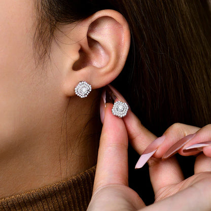 Luxurly D VVS1 Color Moissanite Stud Earrings For Women Top Quality 100% 925 Sterling Silver Sparkling Wedding Jewelry