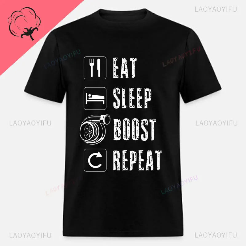 New Boost Turbo Engine Printing T-Shirt Car Parts Funny Mechanic Cotton Teemen 2024 Summer Fashion Top Personality Mans Clothing