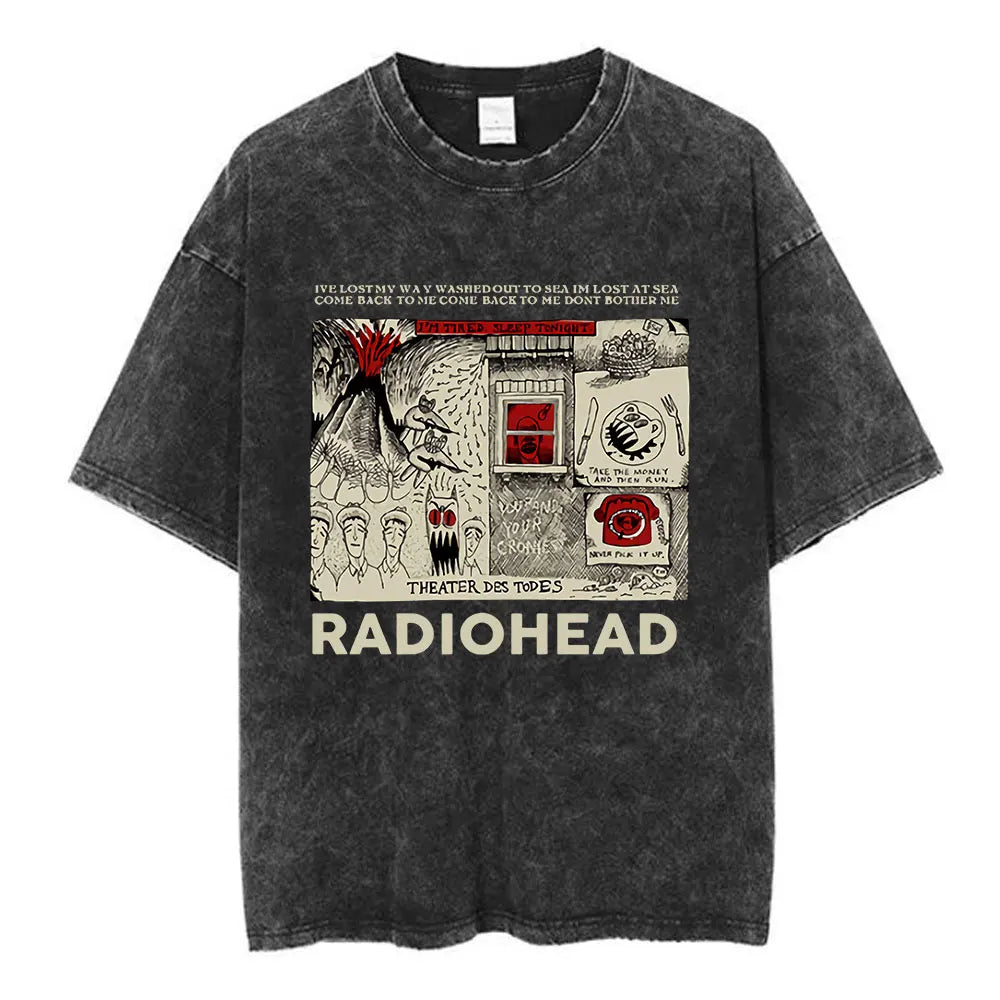 Rock Band Washed Cotton T Shirt Men Women Hip Hop Music Tee Fashion Short Sleeve Tshirt Summer Oversized T-shirts Tops