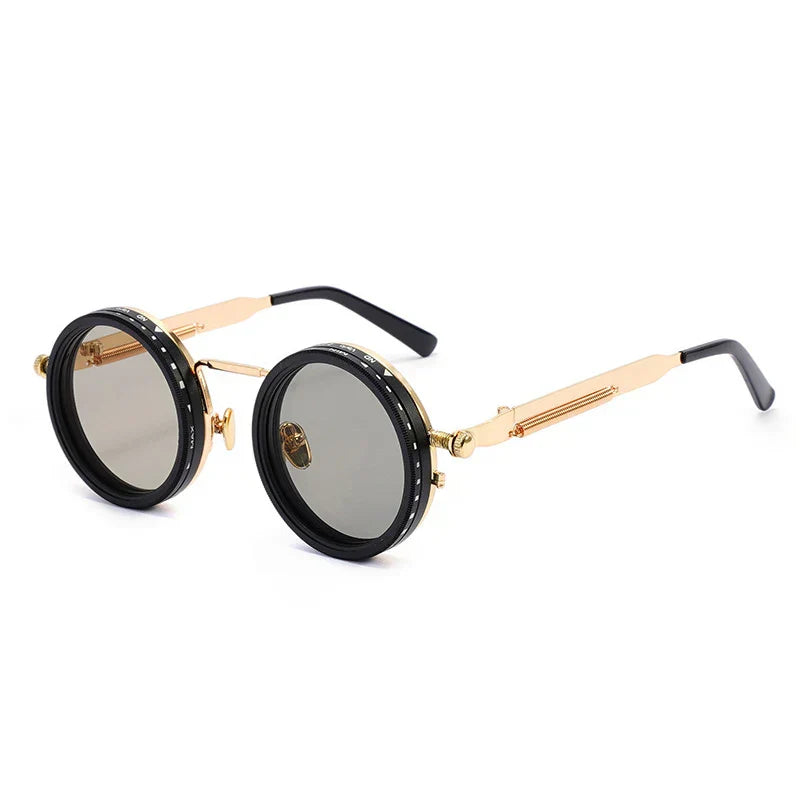 Metal Round Punk ND9-level Adjustable Dimming Sunglasses Women Polarized UV400 Fashion Men Outdoor Sun Glasses