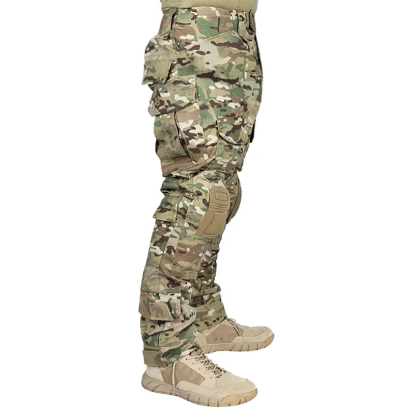 2025 New Multicam Pants with Knee Pads Men Tactical Combat Cargo Camouflage Trousers Hunting Quick Dry Breathable Sport Pants