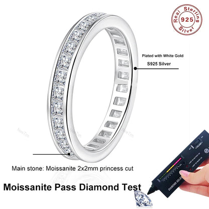 Full Princess Cut Moissanite Ring for Women 925 Sterling Silver Lab Diamond Engagement Wedding Rings Fine Jewelry Bands