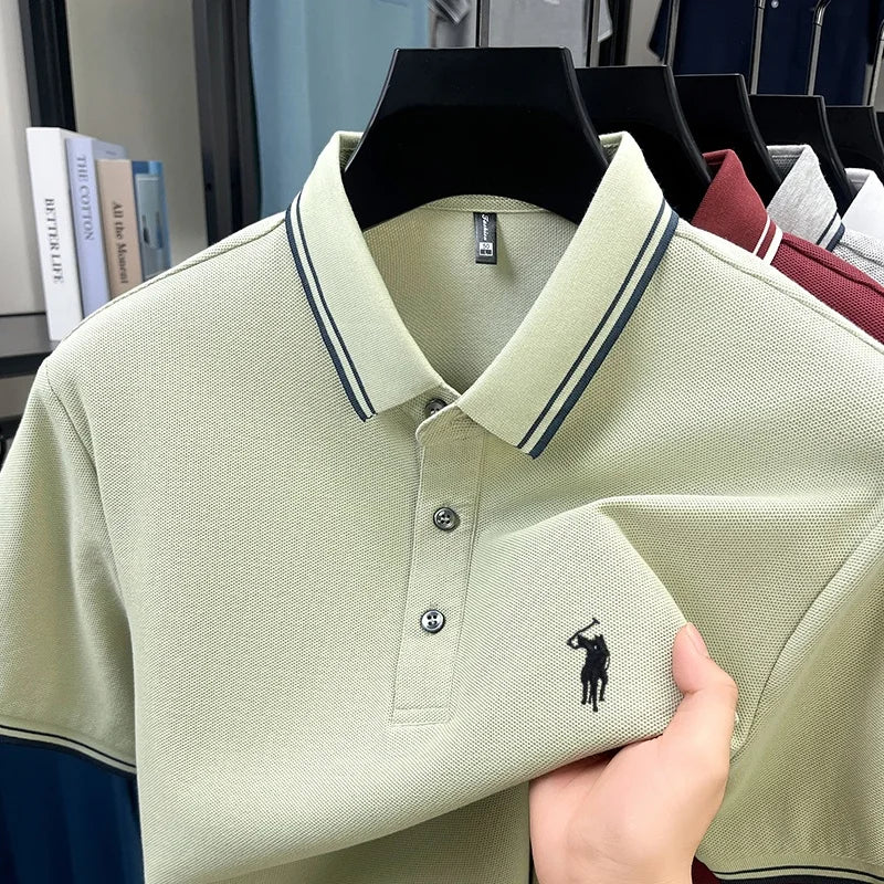 Fashion brand 100% cotton summer new item men's original pony embroidered polo shirt comfortable and breathable short sleeve top