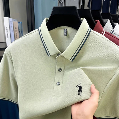 Fashion brand 100% cotton summer new item men's original pony embroidered polo shirt comfortable and breathable short sleeve top
