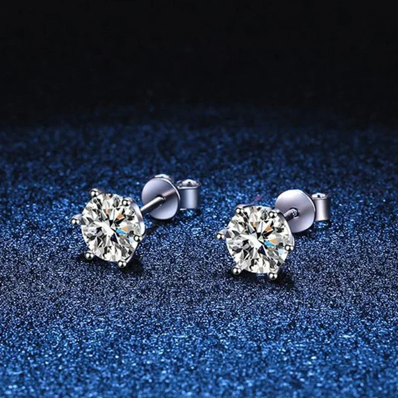 2ct Moissanite Studs Earrings for Women S925 Sterling Silver White Gold Plated Lab Diamond Earring With Certificate