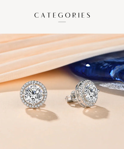 Round Cut 3.0CT Diamond Test Passed Moissanite Rhodium Plated 925 Silver D Color Moissanite Earrings Jewelry Girlfriend Gift