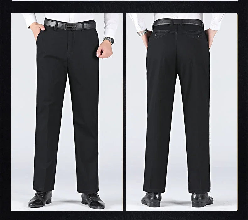 New Arrival 100% Cotton Summer Spring Men's Casual Pants Fashion Solid Black Beige Gentle Thicken Trousers Brand Smart Suit Pant