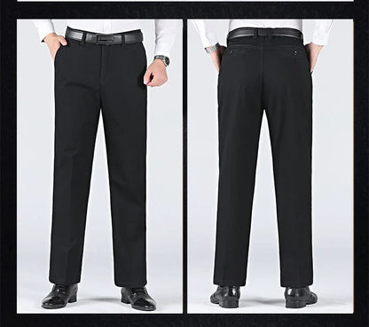 New Arrival 100% Cotton Summer Spring Men's Casual Pants Fashion Solid Black Beige Gentle Thicken Trousers Brand Smart Suit Pant