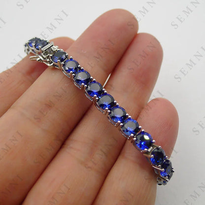 5mm Lab Sapphire Ruby Tennis Bracelet for Women s925 Sterling Silver Fine Jewelry Birthday Party Gift Pink Sapphire