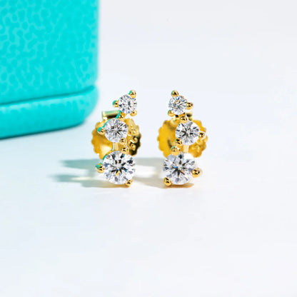 Moissanite Stud Earrings 925 Sterling Silver Gold Plated Lab Created Diamond Smile Earrings For Women Jewelry Wholesale