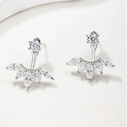 Trendy Full Moissanite Stud Earrings for Women Elegant Wedding Engagement Lab Diamond Ear Pure 925 Silver Jewelry Gifts
