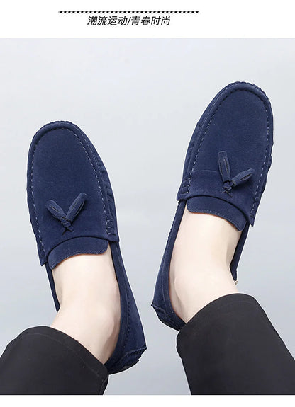 2025 New Beanie Shoes Men's Tassel Frosted Soft Sole Korean Style Easiest for Match Fashion Casual Shoes British Lazy Driving Trbottomy Shoes