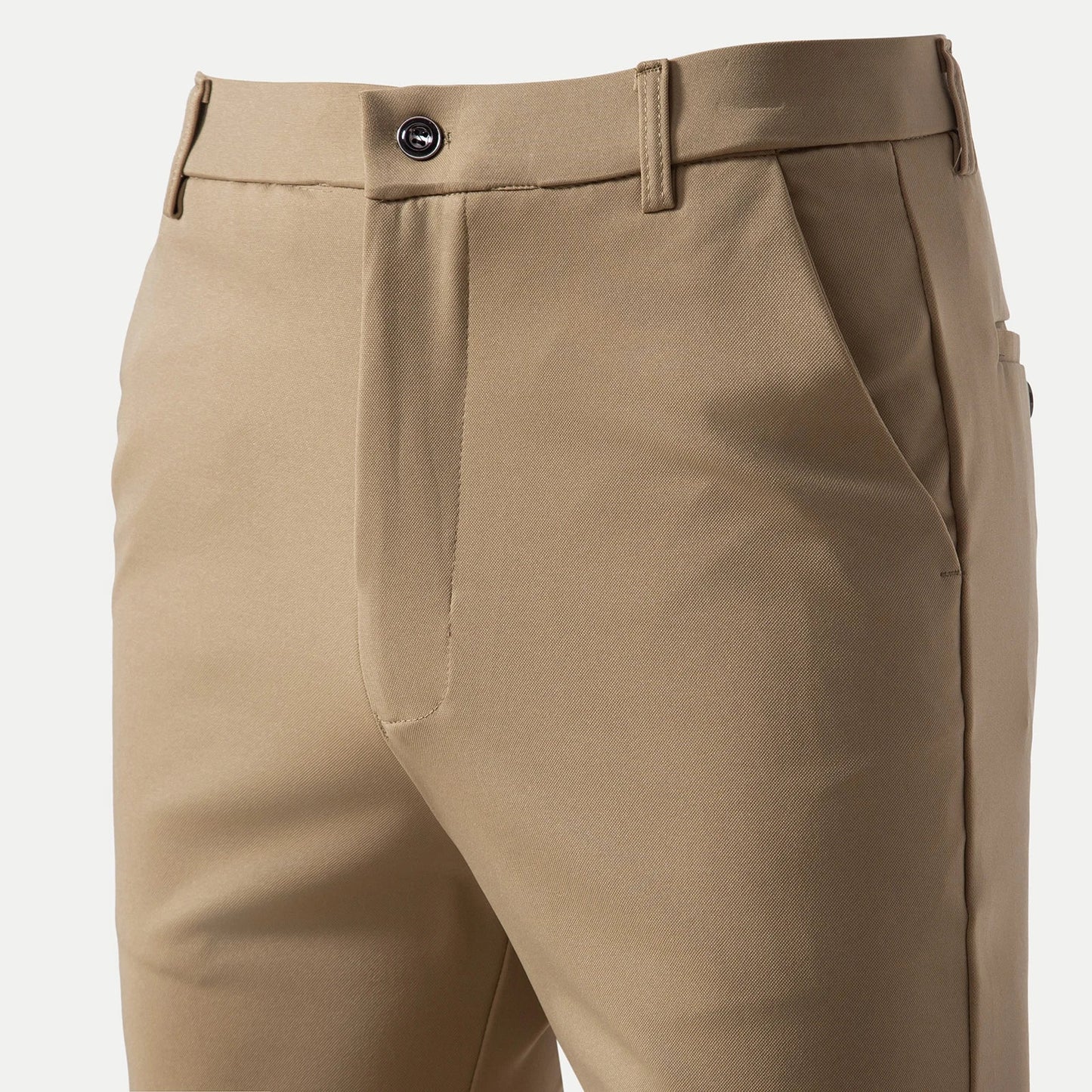 Spring Summer Men's Elastic Casual Pants Wearable Business Suit Pants Full Length Homme Khaki Trousers Stretchy Straight Leg