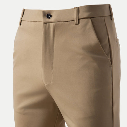 Spring Summer Men's Elastic Casual Pants Wearable Business Suit Pants Full Length Homme Khaki Trousers Stretchy Straight Leg