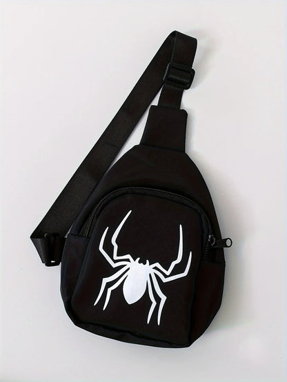 Boys summer "Spider Web" fashionable personality trend pattern round neck short sleeves & shorts & spider bag three-piece set