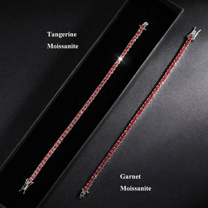GRA Certified Tangerine Blue Full 3/4/5/6.5MM Moissanite Tennis Bracelet for Women Men S925 Silver 23cm Link Bracelets Gift