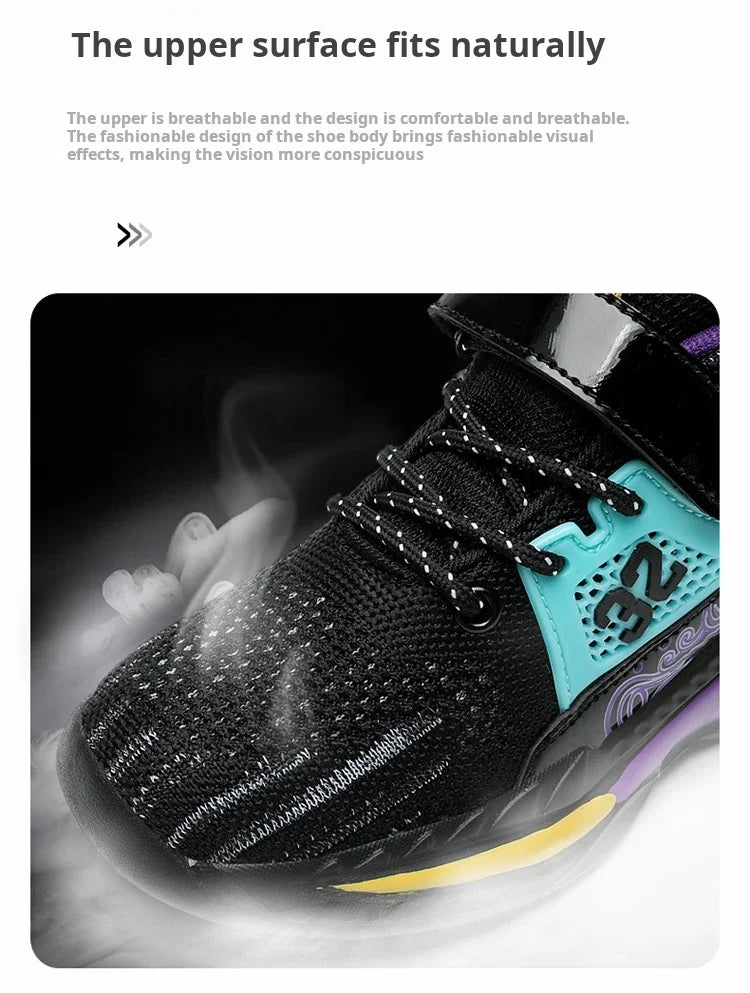 Brand Kids' Sports Shoes Non-slip Running Shoes Boys Basketball Sports Tennis Shoes Fashion Comfortable Teenager Casual Sneakers