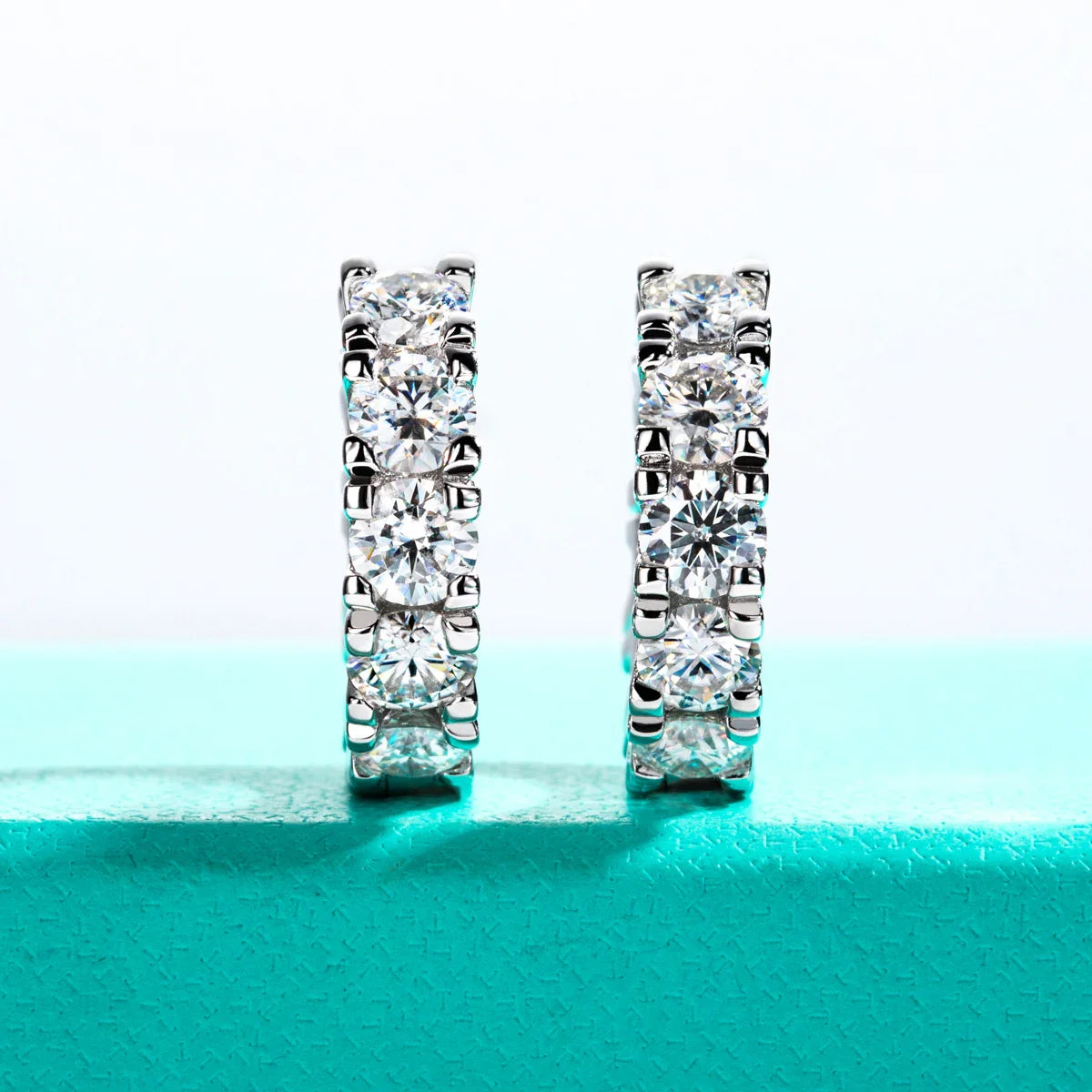 2.6cttw(3mm)/6cttw(4mm) D Color Moissanites Hoop Earrings 925 Sterling Silver Luxury Huggie Earring for Women Jewelry