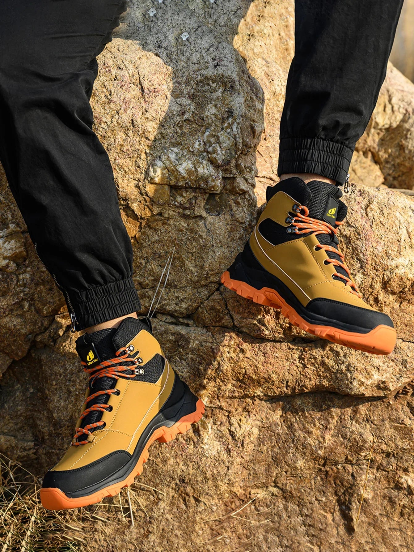 Men Work Boots Puncture-Proof Waterproof Work Shoes Steel Toe Safety Boots Industrial Indestructible Boots Side Leather Shoes