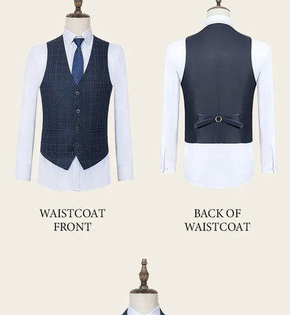 High Quality khaki Plaid suit Formal Business Office Men's Suits Fashionable and Casual evening gown
