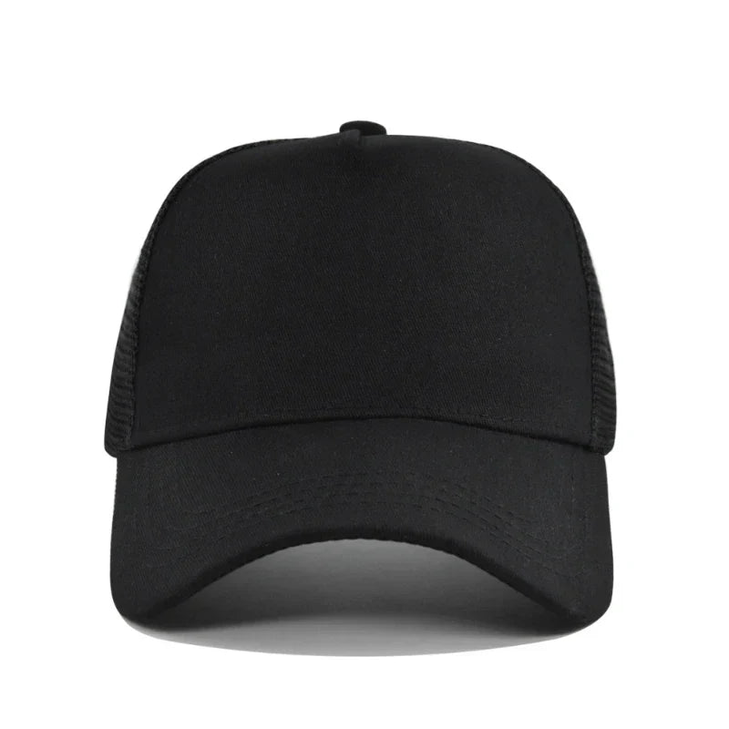 Customized Logo Hard Top 5 Panels Mesh Baseball Cap For Men Women Advertising Cap Breathable Sun Hat Solid Color Visor Gorra