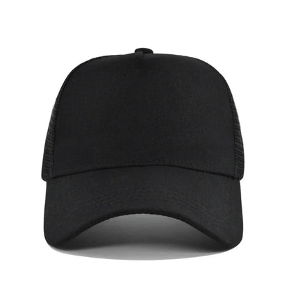 Customized Logo Hard Top 5 Panels Mesh Baseball Cap For Men Women Advertising Cap Breathable Sun Hat Solid Color Visor Gorra