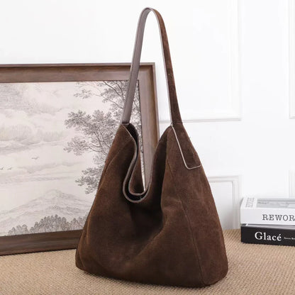 Soft Suede Cow Leather Women's Shoulder Crossbody Bags Luxury Designer Brand Ladies High Quality Large Tote Bag Autumn Winter