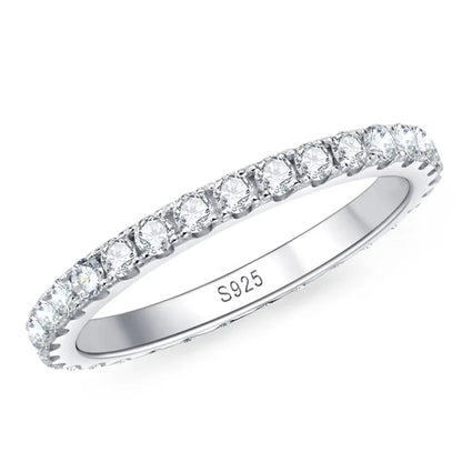 2mm D Color Moissanite Ring 925 Sterling Sliver Solid 18k White Gold Eternity Band Wedding Engagement Rings For Women