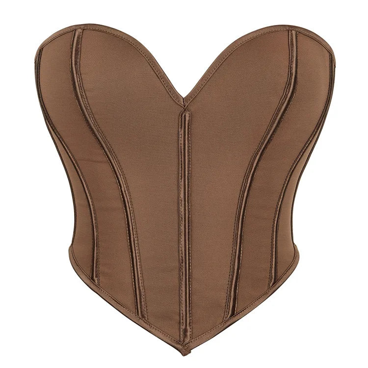 Women Fashion Corset Crop Top Lace Up Brocade Overbust Bustiers Body Shaper Lingerie Sexy Woman Push Up Corselet
