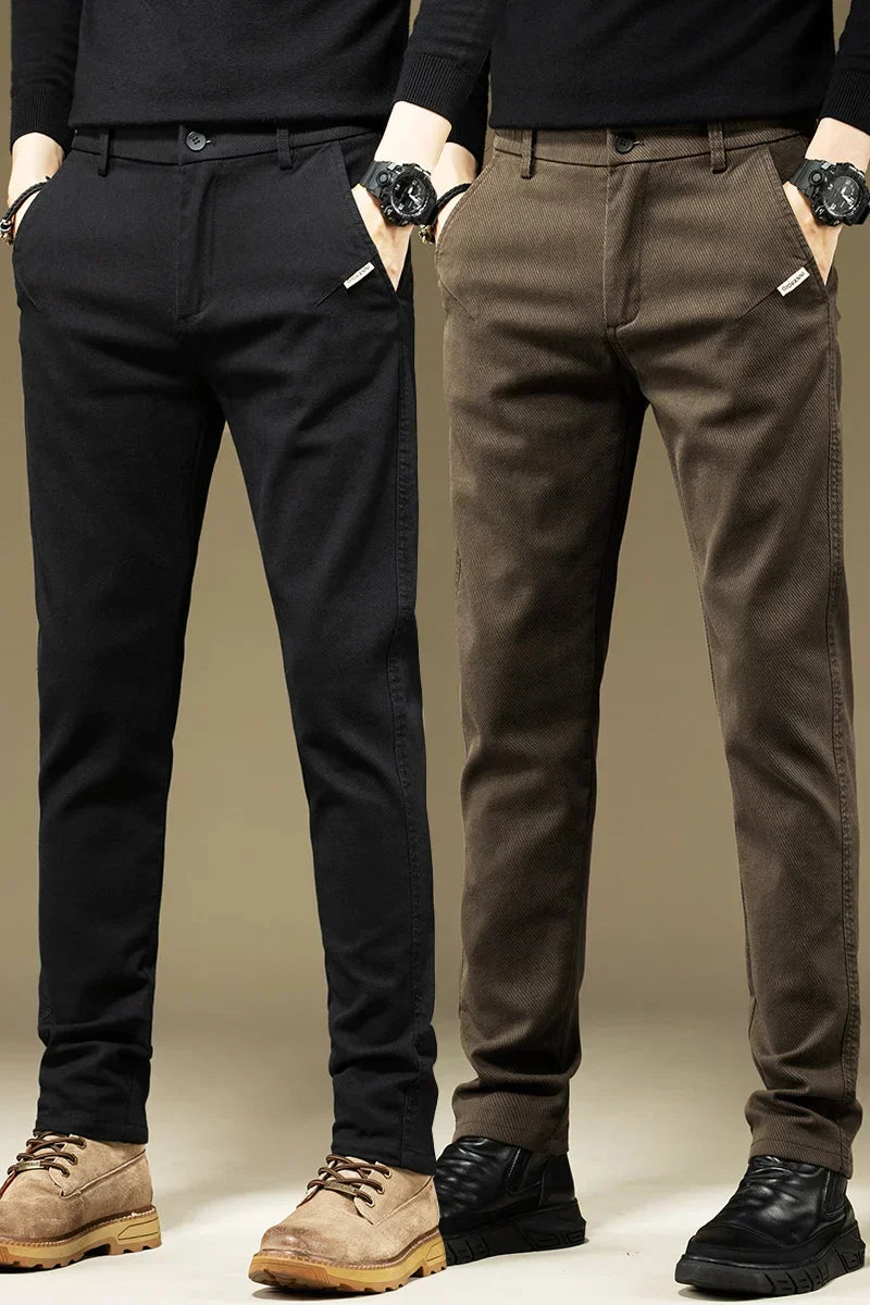 Men's Pants Casual Cotton Solid Color Spring Autumn Straight Business Work Pants High Quality Fashion Black Grey Trousers