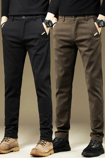 Men's Pants Casual Cotton Solid Color Spring Autumn Straight Business Work Pants High Quality Fashion Black Grey Trousers