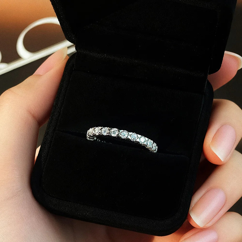 2.5mm D VVS1 Moissanite Eternity Band Rings for Women GRA Certified Jewelry 925 Sterling Silver Engagement Wedding Ring