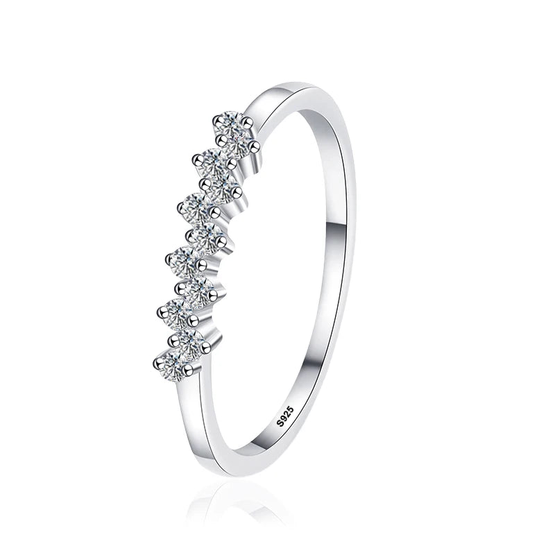 Full 1.5mm D Moissanite Rings for Women 925 Sterling Silver Lab Diamond Wedding Ring Stackable Ring Band Gemstone
