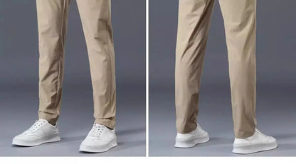 Men Summer Thin Casual Pants Trendy Fashion Classic Solid Color Versatile Straight Trousers Breathable Daily Outdoor Streetwear