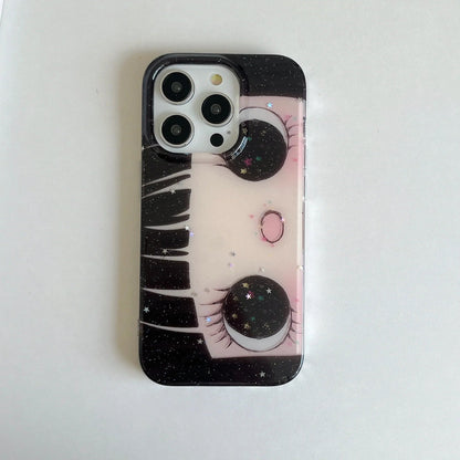 Dreamy INS Glittering Big Eyes Comic Girl Lovely Phone Case for iPhone 17 16 15 14 11 12 13 Pro Max Plus Back Cover