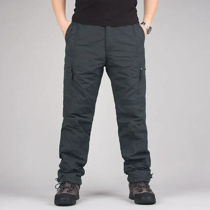 Men's Fleece Cargo Pants Winter Plush Tactical Pants Casual Joggers 3XL Korean Loose Hiking Running Warm Thermal Trousers