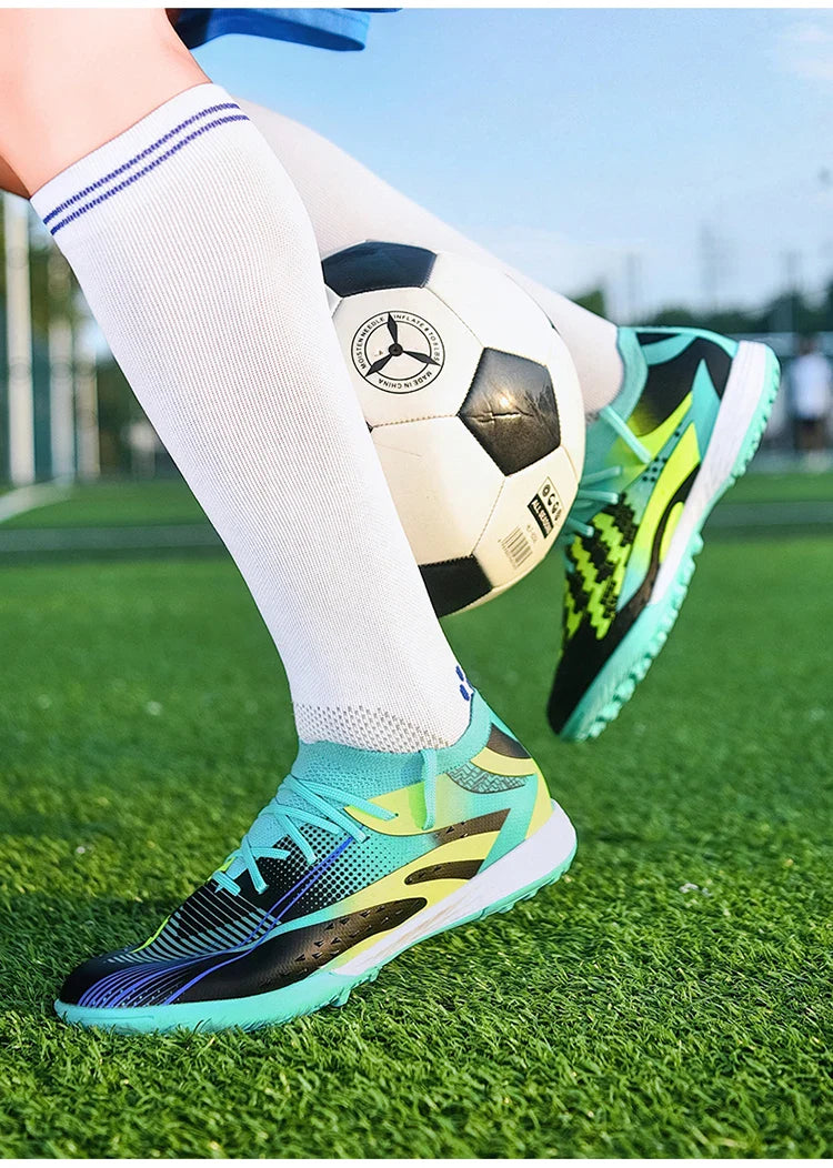 Professional Long Spikes Football Field Cleats Men Women Trend Pink Soccer Shoes Society Man Trainers Futsal Sneakers Size 33-46