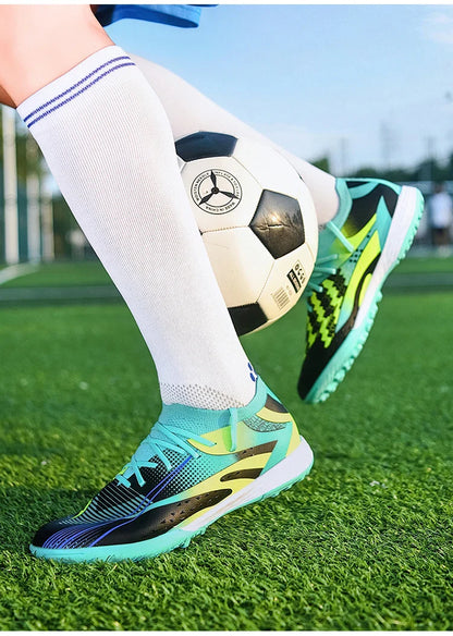 Professional Long Spikes Football Field Cleats Men Women Trend Pink Soccer Shoes Society Man Trainers Futsal Sneakers Size 33-46
